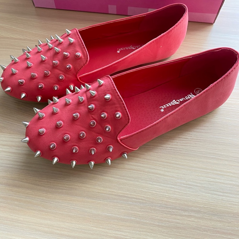 **SOLD**-- NATURE BREEZE spiked studded slip-on loafer